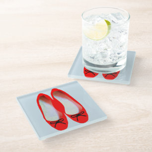 Red Shoes Glass Coaster