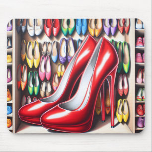 Red Shoes In Closet Mouse Mat