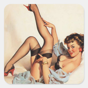 Red Shoes Pin Up Square Sticker