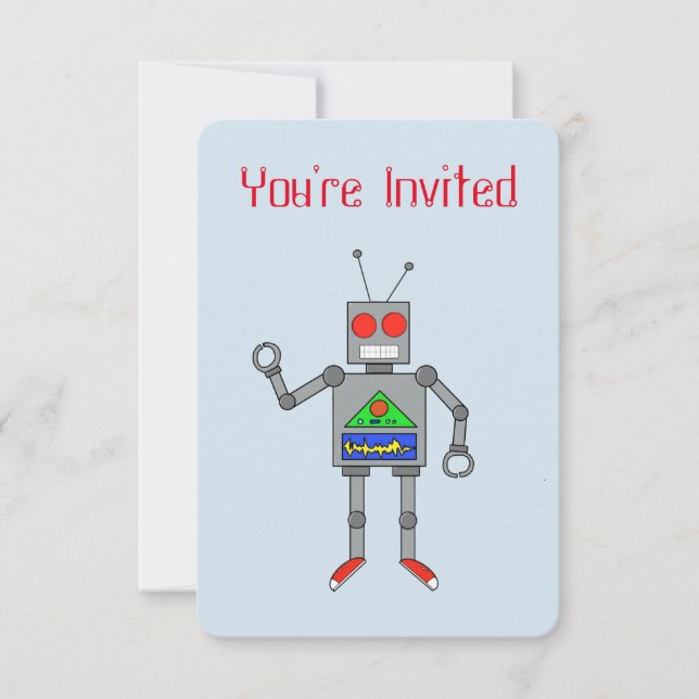 Red Shoes Robot Party Invitations (Front)