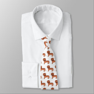 Red Short Hair Dachshund Cute Cartoon Dog Pattern Tie