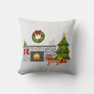 Red Short Hair Dachshund Cute Dog - Christmas Room Cushion