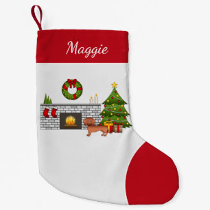 Red Short Hair Dachshund Cute Dog - Christmas Room Small Christmas Stocking