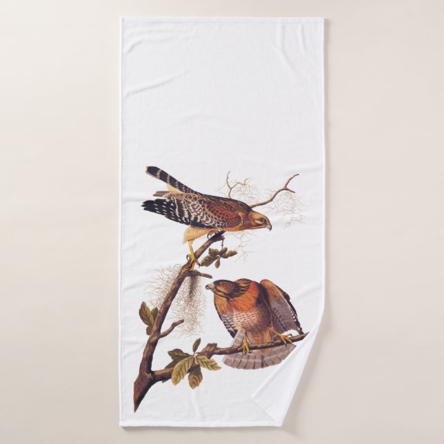 Red Shouldered Hawk Audubon Bird of Prey Bath Towel (Bath Towel)