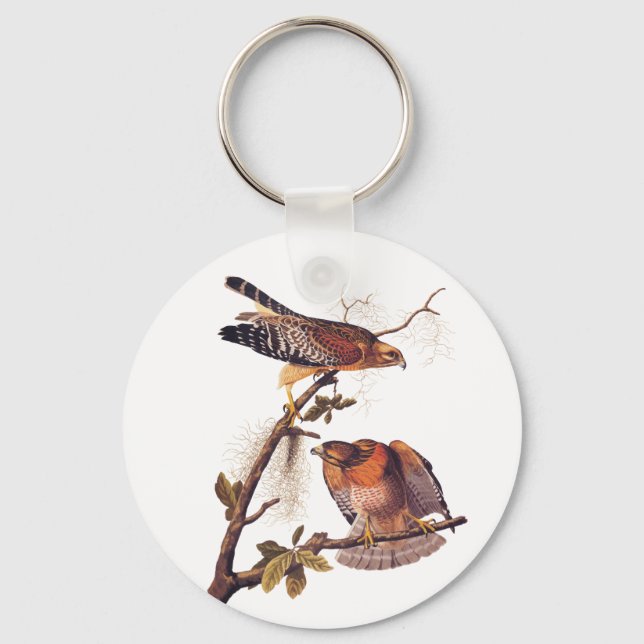 Red Shouldered Hawk Audubon Bird of Prey Key Ring (Front)
