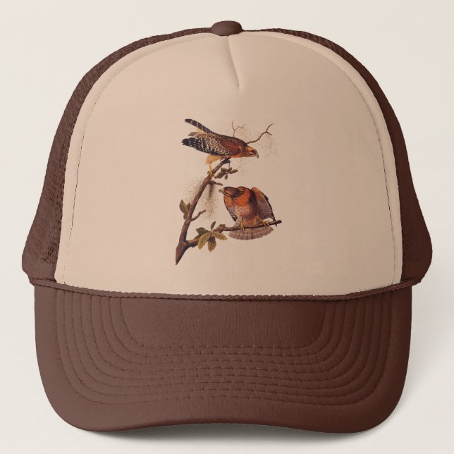 Red Shouldered Hawk Audubon Bird of Prey Trucker Hat (Front)