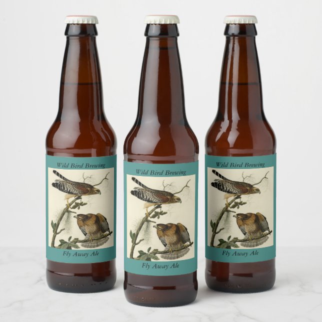 Red-shouldered Hawk - Audubon's Birds of America Beer Bottle Label (Bottles)