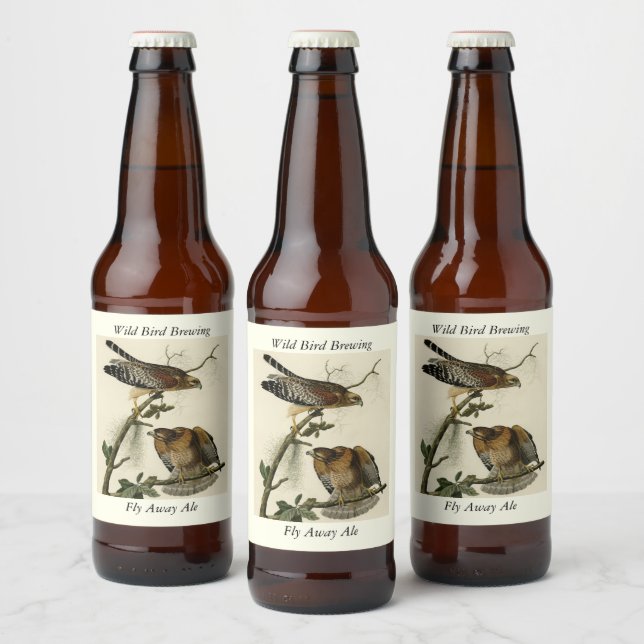 Red-shouldered Hawk - Audubon's Birds of America Beer Bottle Label (Bottles)