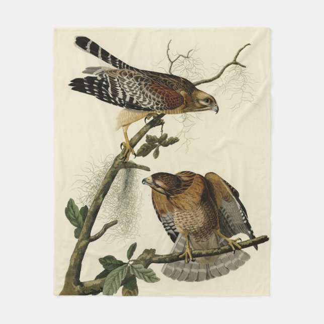 Red-shouldered Hawk - Audubon's Birds of America Fleece Blanket (Front)