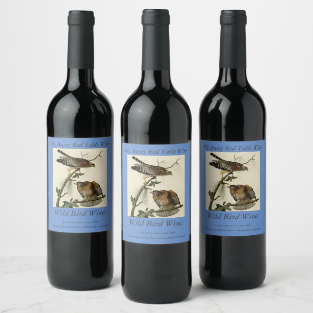 Red-shouldered Hawk - Audubon's Birds of America Wine Label (Bottles)