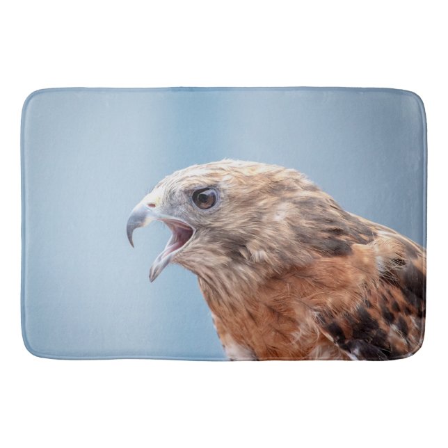 Red Shouldered Hawk Bath Mat (Front)
