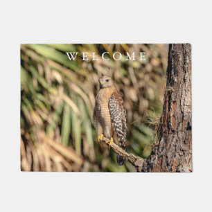 Red Shouldered Hawk in a tree Doormat