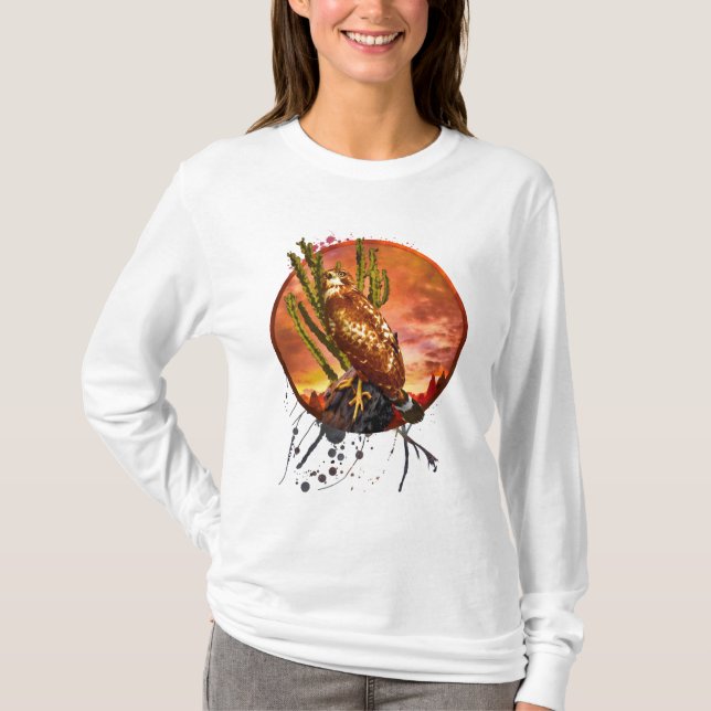 Red Shouldered Hawk LAST DESERT LIGHTS T-Shirt (Front)