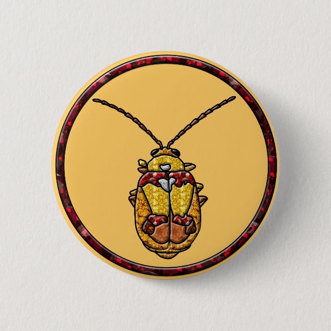 Red Shouldered Leaf Beetle 6 Cm Round Badge (Front)