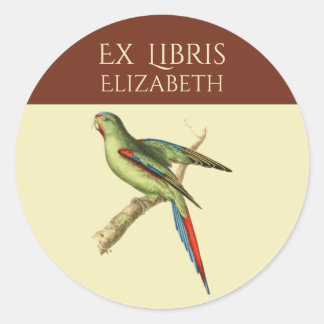 Red-shouldered Parakeet Bookplate Classic Round Sticker
