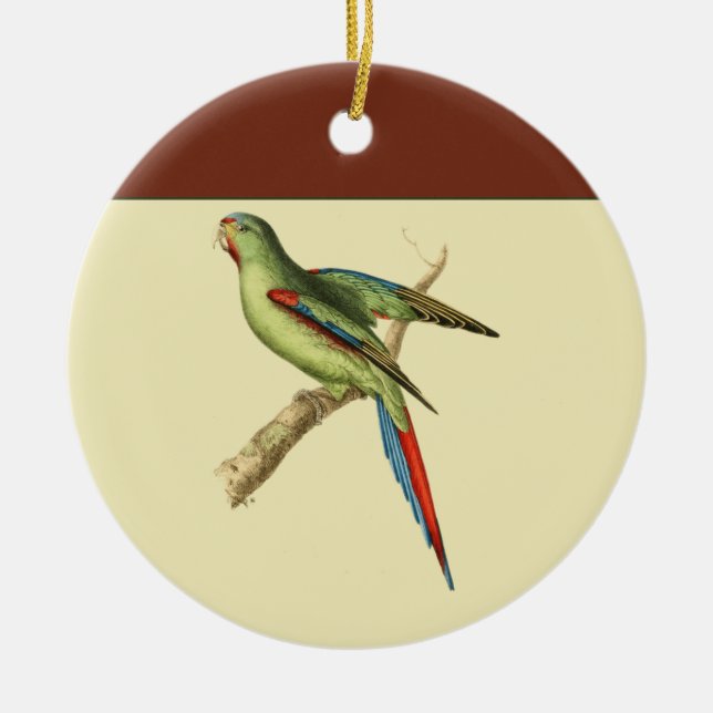 Red-shouldered Parakeet Ceramic Tree Decoration (Front)