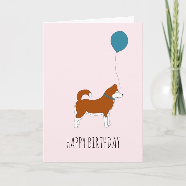Red Siberian Husky Birthday Card (Front)