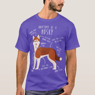 Red Siberian Husky Dog Anatomy T-Shirt