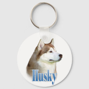 Red Siberian Husky Name Key Ring