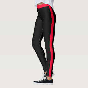 Red Side Stripe Black Leggings- Choose Color Leggings