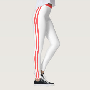 Red Side Striped White Leggings Choose Colours