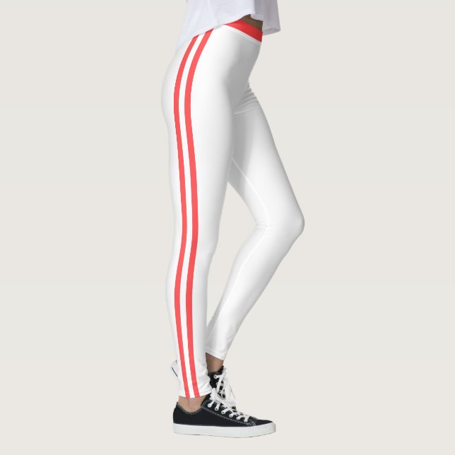 Red Side Striped White Leggings Choose Colours (Right)