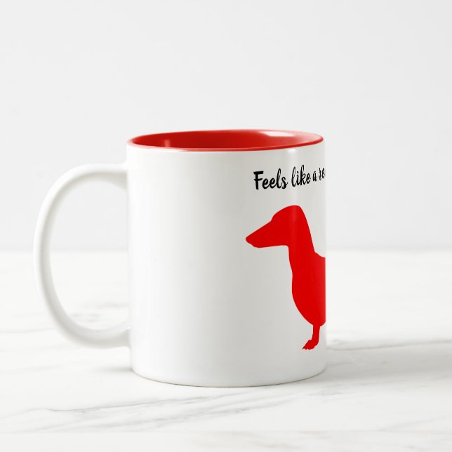Red Silhouette Dachshund Mug (Left)
