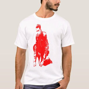 red silhouette of a man his hands on the ground T-Shirt