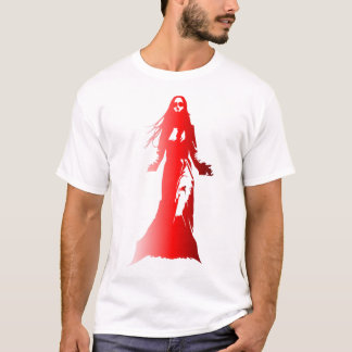 Red silhouette of a woman with long hair flowing b T-Shirt