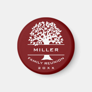 Red Silhouette Tree Family Reunion Souvenir Gift Magnet
