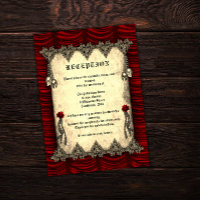 Red Silk and Skulls Gold Gothic Wedding Reception
