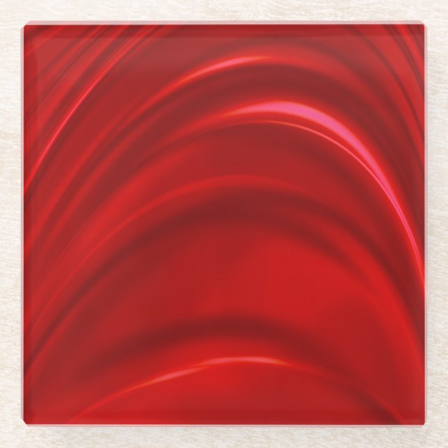 Red Silk Glass Coaster (Front)