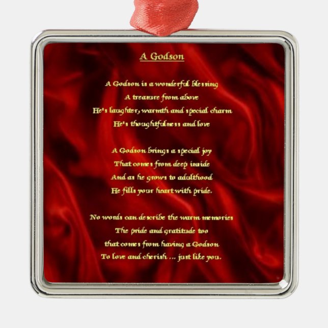 Red Silk - godson poem Metal Tree Decoration (Front)