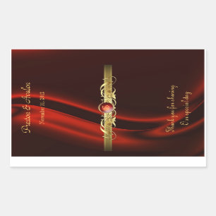 Red Silk Gold Scroll Wedding Wine Sticker