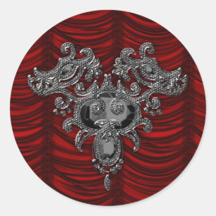 Red Silk Gothic Wedding Classic Round Sticker