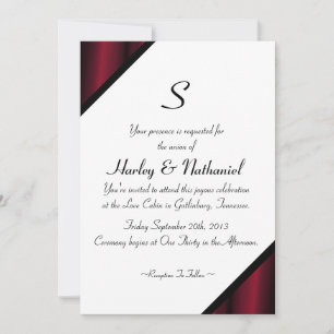 Red Silk Monogrammed Invitation