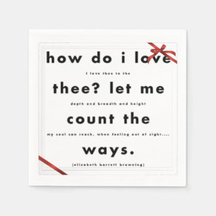 Red Silk Ribbon How Do I Love Thee Paper Napkins