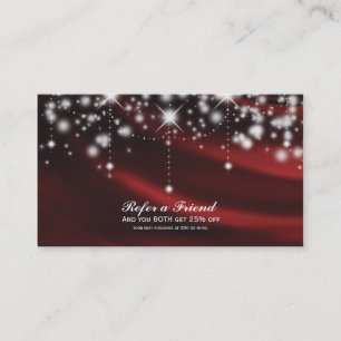 Red Silk & Sparkle Glam Salon Refer a Friend Referral Card