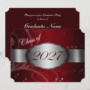 Red & Silver 2027 Graduation Party Invitation