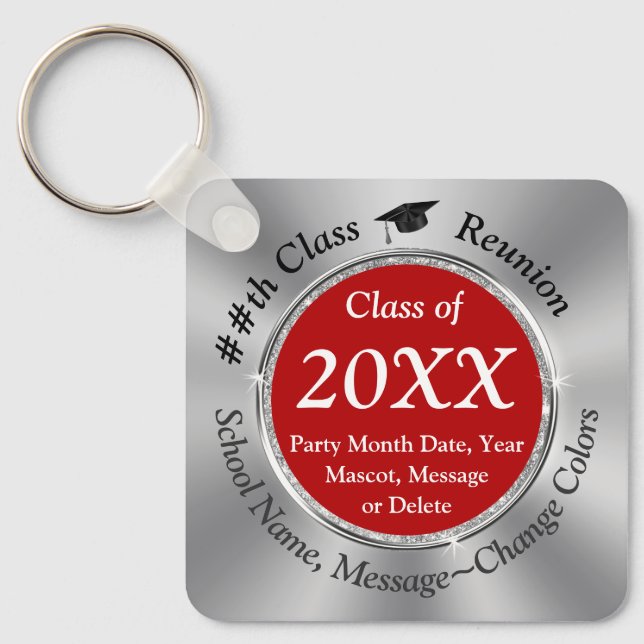 Red, Silver, Black and White, Class Reunion Gifts, Key Ring (Front)