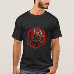 Red & Silver Celtic Knot In A Six Sided Red Frame T-Shirt