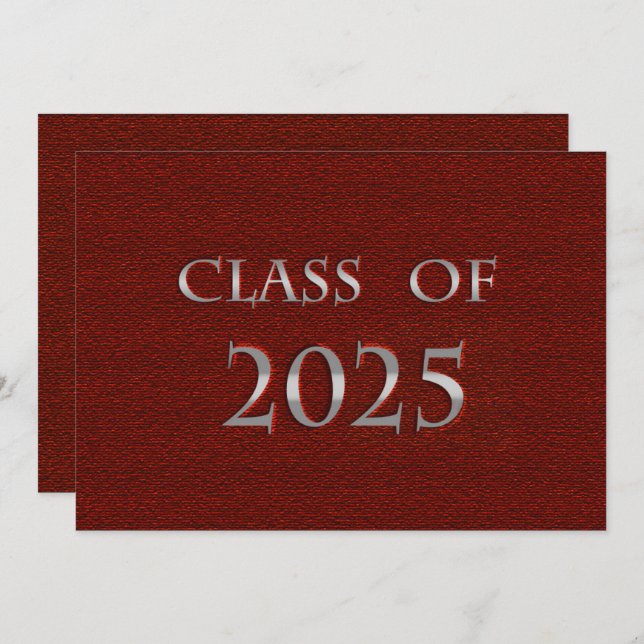 Red & Silver Class of 2025 Graduation Party Invitation (Front/Back)