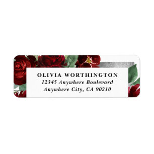 Red & Silver Country Burgundy Rose Winter  Wedding