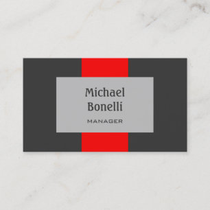 Red Silver Dark Grey Stripes Pattern Business Card