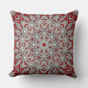 Red Silver Decorative Holiday Throw Pillow