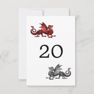 Red Silver Dragon Wedding Table Card