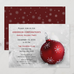 Red Silver Festive Corporate holiday party Invite