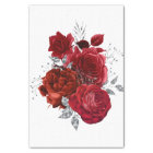 Red Silver Floral Bouquet Watercolor Decoupage