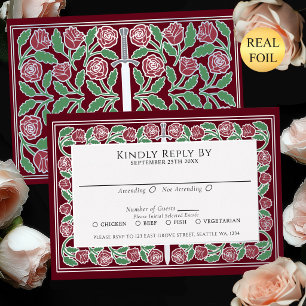 Red Silver Floral Sword Royal Wedding RSVP