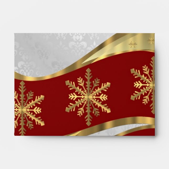 Red silver gold damask christmas envelopes (Front)